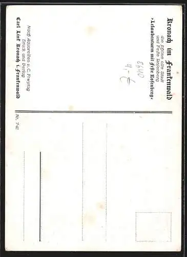 Künstler-AK Kronach im Frankenwald, Lelaubenturm mit Feste Rosenberg