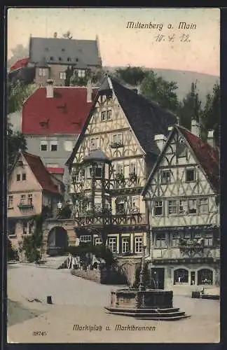 AK Miltenberg a. Main, Marktplatz und Marktbrunnen