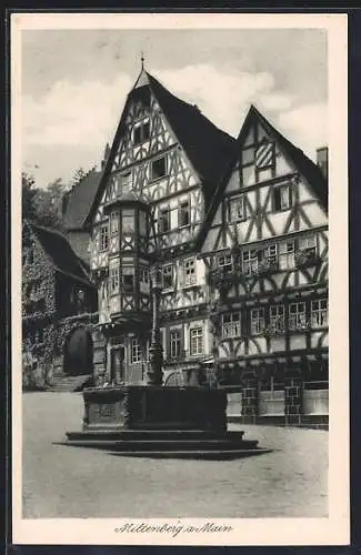 AK Miltenberg a. Main, Fachwerkhaus mit Brunnen