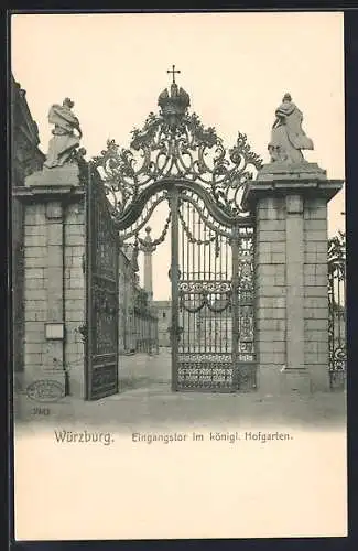 AK Würzburg, Eingangstor im königlichen Hofgarten