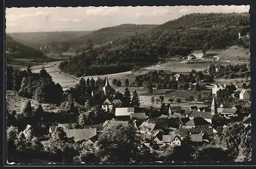 AK Unterleinleiter /Fränk. Schweiz, Ortsansicht mit Fluss aus der Vogelschau