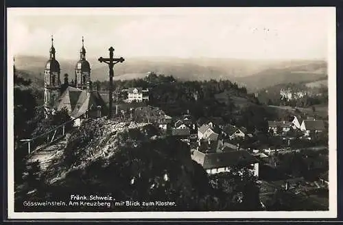 AK Gössweinstein /Fränk. Schweiz, Am Kreuzberg mit Blick zum Kloster