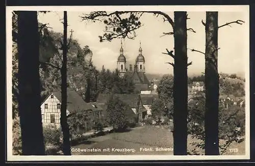 AK Gössweinstein /Fränk. Schweiz, Teilansicht mit Kreuzberg