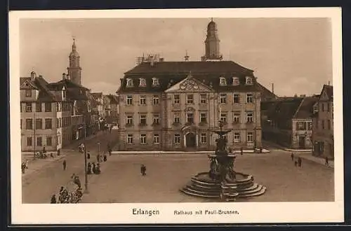 AK Erlangen, Rathaus mit Pauli-Brunnen