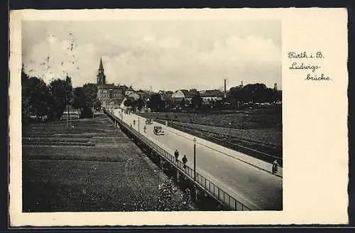 AK Fürth i. B., Ludwigsbrücke aus der Vogelschau