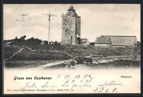 AK Hamburg, Neuwerk, Ortsansicht mit Turm