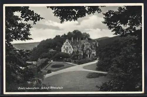 AK Bad Liebenstein, Schloss Altenstein mit Anlagen aus der Vogelschau