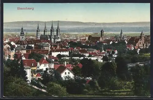 AK Bamberg, Ortsansicht aus der Vogelschau