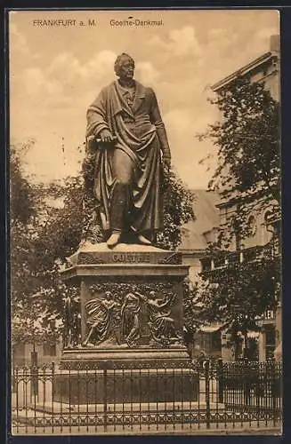 AK Frankfurt a. M., Goethe-Denkmal