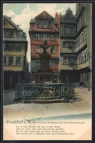 AK Alt-Frankfurt, Das Stoltze-Denkmal auf dem Hühnermarkt