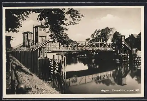 AK Meppen, Hasebrücke, vom Ufer gesehen