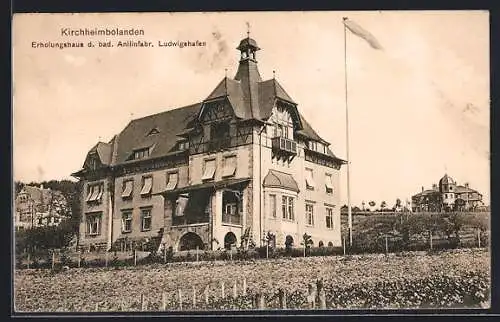 AK Kirchheimbolanden, Erholungshaus der bad. Anilinfabrik Ludwigshafen mit benachbarten Gebäuden