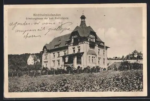 AK Kirchheimbolanden, Erholungshaus der bad. Anilinfabrik mit Nachbarhäusern