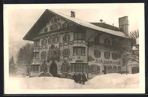 AK Neuhaus /Schliersee, Terotals Gasthof zur Post im Winter