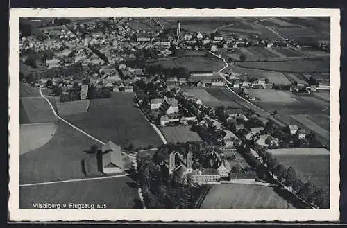 AK Vilsbiburg, Ortsansicht vom Flugzeug aus gesehen