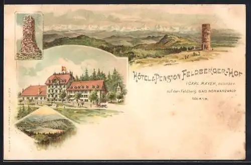 Lithographie Feldberg /Schwarzwald, Hotel & Pension Feldberger-Hof