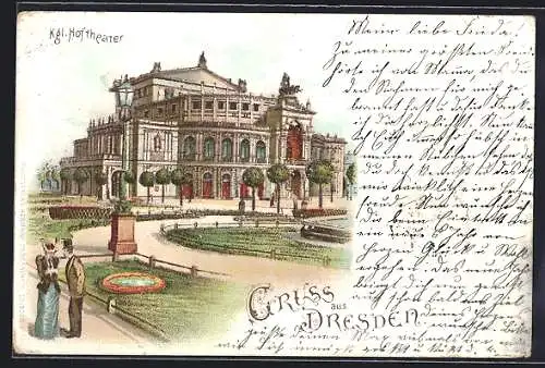 Lithographie Dresden, Königliches Hoftheater