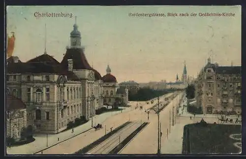 AK Berlin-Charlottenburg, Hardenbergstrasse, Blick nach d. Gedächtniskirche