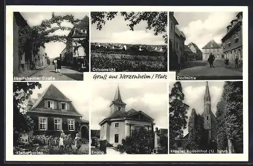 AK Kerzenheim /Pfalz, Ebertsheimerstrasse, Kindergarten und Kloster Rosenthal