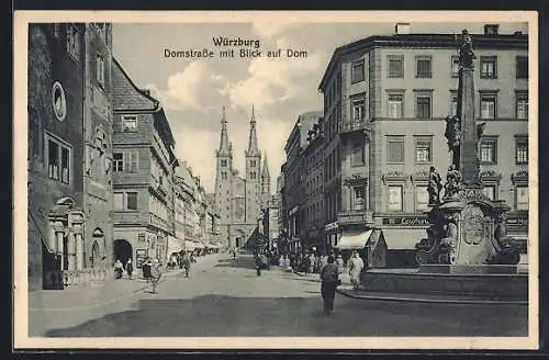 AK Würzburg, Domstrasse mit Blick auf Dom