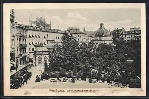 AK Wiesbaden, Kochbrunnen mit Anlagen