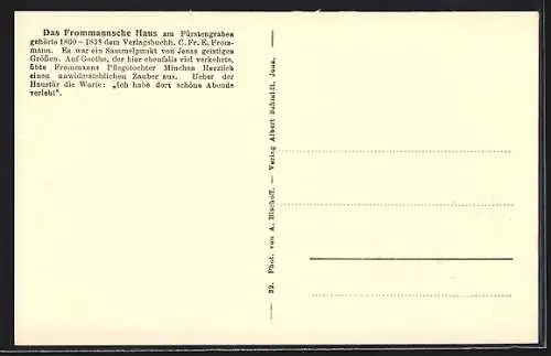 AK Jena, Das Frommannsche Haus am Fürstengraben