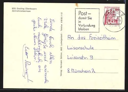 AK Gauting /Oberbayern, Zentralkrankenhaus mit Lehrwerkstätten, Personalwohnheim, Chir. Abteilung, Medizin. Abteilung