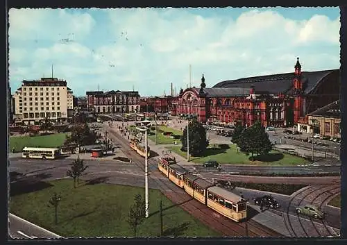 AK Bremen, Strassenbahnen vor dem Hauptbahnhof