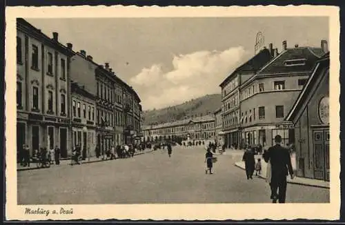 AK Maribor / Marburg, Strassenpartie mit Ortsleben