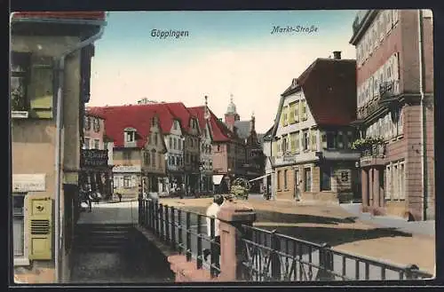 AK Göppingen, Markt-Strasse mit Cafe L. Luipold