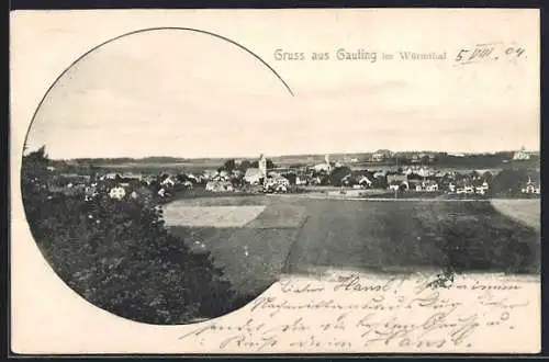 AK Gauting im Würmthal, Fernblick auf den Ort