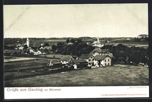 AK Gauting im Würmtal, Teilansicht mit Kirchen