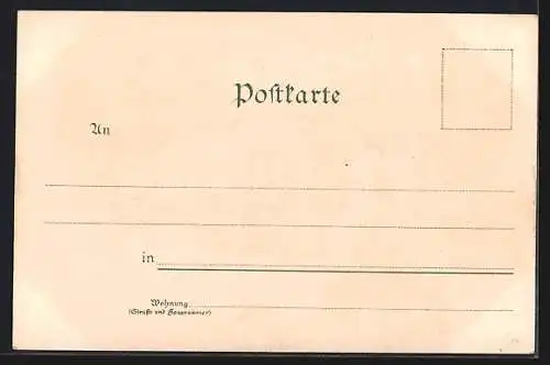 Lithographie Duisburg, Hafen mit Frachtkähnen, Denkmal