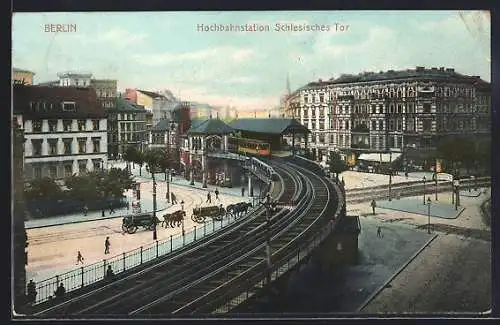 AK Berlin-Kreuzberg, Hochbahnstation Schlesisches Tor