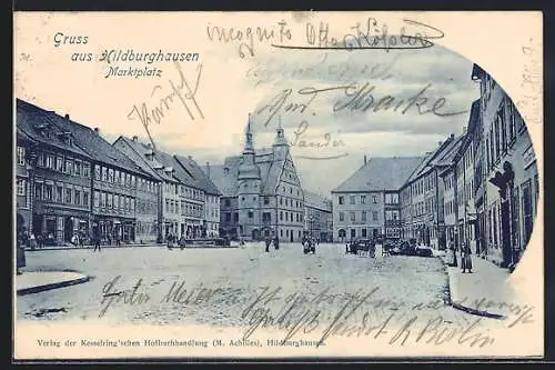 AK Hildburghausen, Blick über den Marktplatz