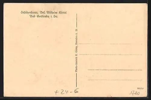 AK Bad Gottleuba i. Sa., Schützenhaus von Wilhelm Rötel nach der Unwetterkatastrophe 1927