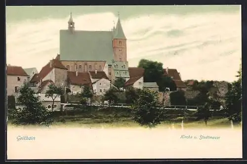 AK Geithain, Kirche und Stadtmauer