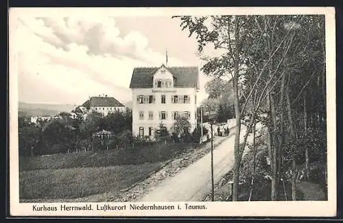 AK Niedernhausen i. Taunus, Kurhotel Herrnwald mit Blick ins Tal