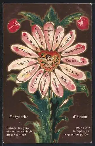 AK Marguerite d`Amour, Un peu, Pas du tout, Beaucoup, Blumensprache