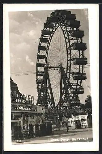 AK Wien, Wiener Prater, Riesenrad, Cafe Restaurant Prohaska