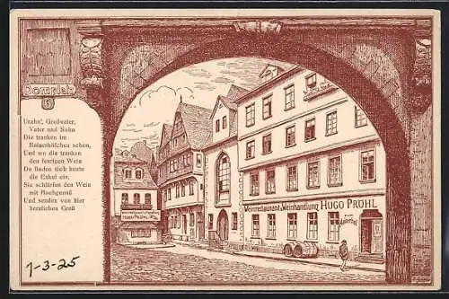 AK Frankfurt, Gasthaus Hugo Pröhl, Domplatz 6-Heinerhof