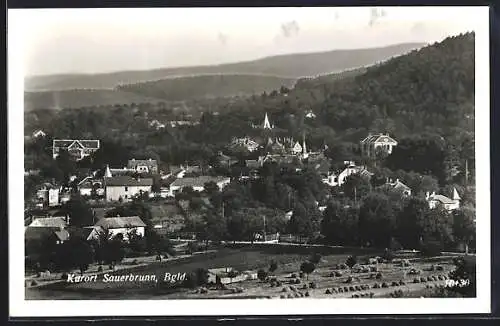 AK Bad Sauerbrunn, Ortsansicht mit Feld