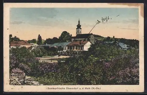 AK Oberndorf a. d. Melk, Teilansicht mit Kirche