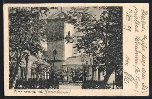 AK Bad Sauerbrunn, Blick zur Kirche