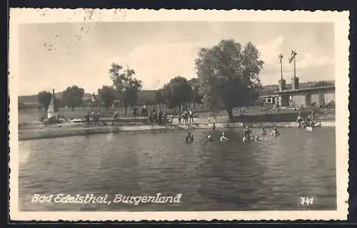 AK Edelstal im Burgenland, Bad Edelsthal, Badende im Wasser