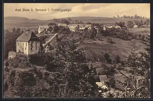 AK Stein / Fichtelgeb., Ortsansicht mit Burgruine