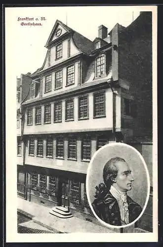 AK Frankfurt a. M., Goethehaus, Strasse Gr. Hirschgraben 23, Portrait