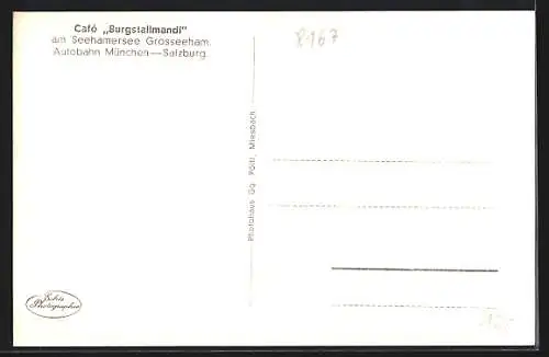 AK Grossseeham /Seehamersee, Cafe Burgstallmandl, Innenansicht