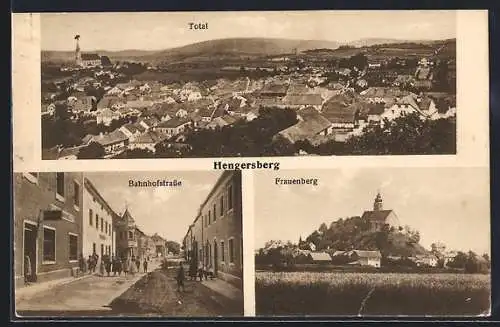 AK Hengersberg / Bayr. Ostmark, Bahnhofstrasse, Frauenberg, Ortsansicht