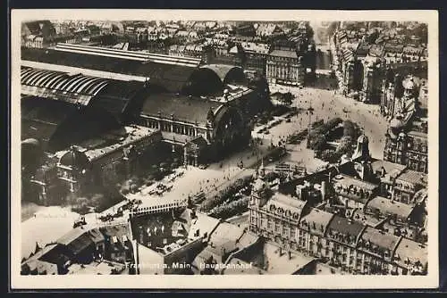 AK Frankfurt, Hauptbahnhof, Luftaufnahme